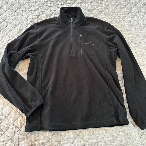 Eddie Bauer Other - Eddie Bauer Mens Black Quarter Zip Fleece Pullover Jacket Size M Pocket